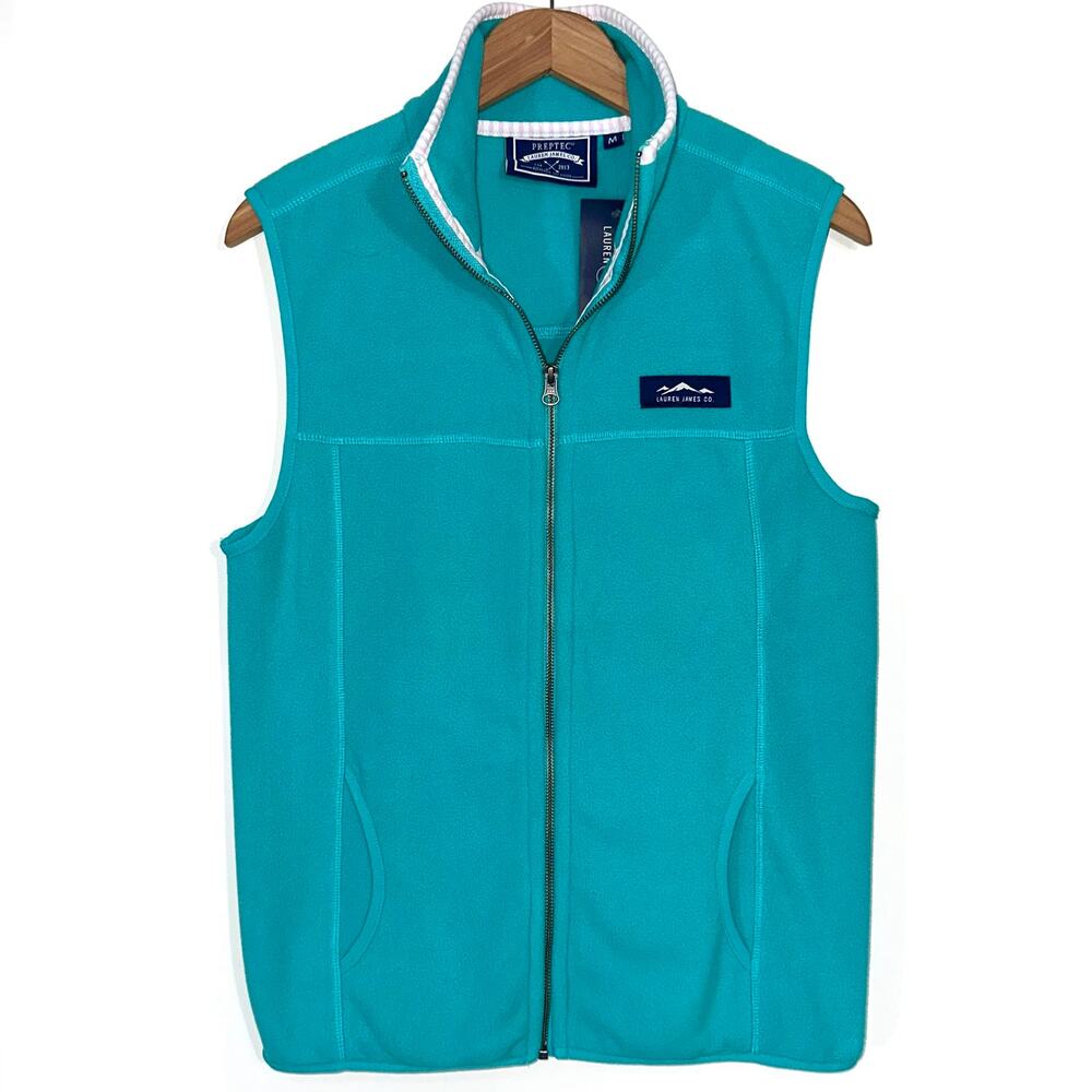 NWT Lauren James Blakely Lagoon Teal Blue Preptec Fleece Vest Size M